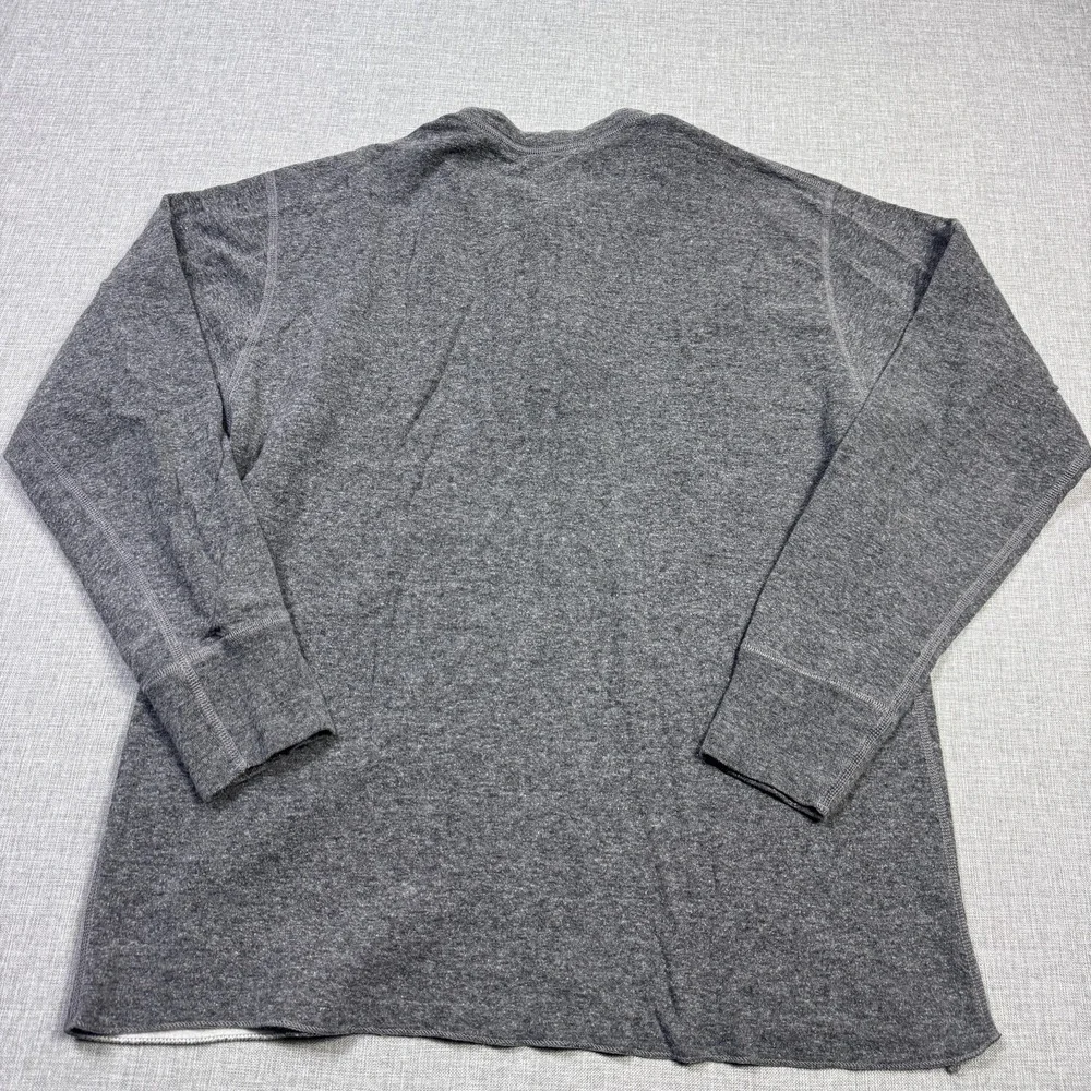 L.L. Bean River Driver Henley Shirt Mens Large Gray Crew Neck Button Cotton Wool